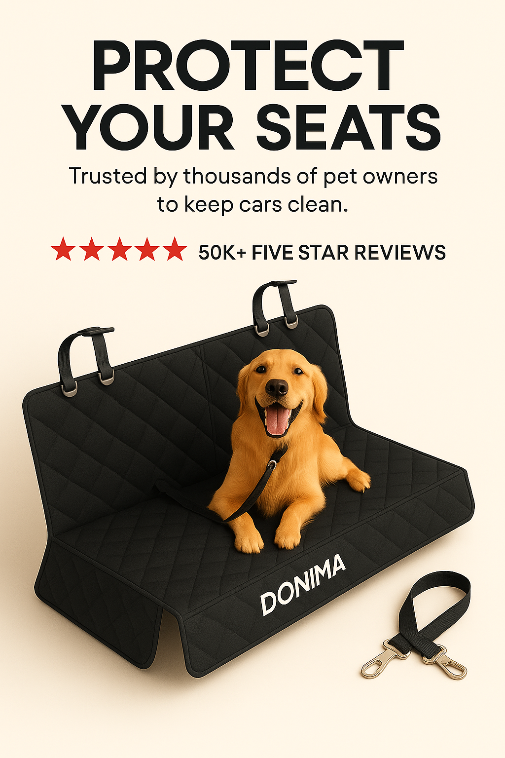 Dog Car Seat Cover, Back Seat Cover for Dogs Pet Car Seat Protector Waterproof Bench Car Seat Cover, Non-Slip Reat Seat Cover Fits Middle Armrest for Most Cars Trucks Suvs - Black