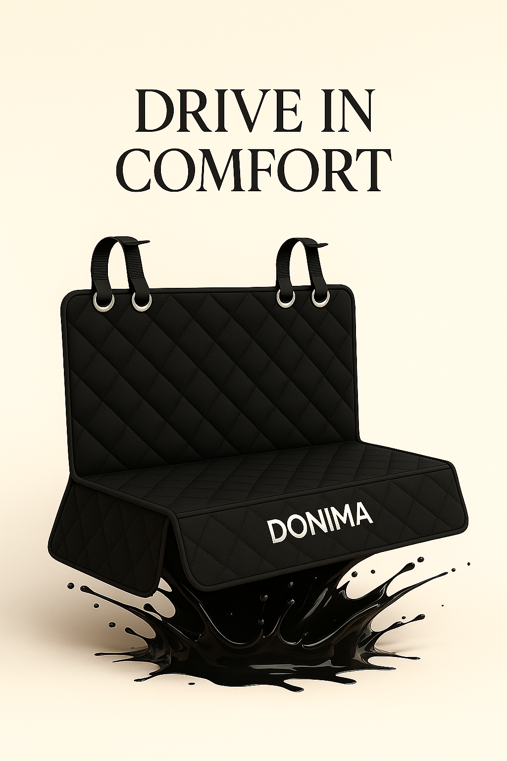 Dog Car Seat Cover, Back Seat Cover for Dogs Pet Car Seat Protector Waterproof Bench Car Seat Cover, Non-Slip Reat Seat Cover Fits Middle Armrest for Most Cars Trucks Suvs - Black